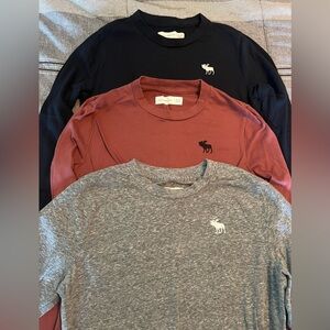 Abercrombie kids longsleeve tshirts lot: navy, rust, heather gray size 9-10